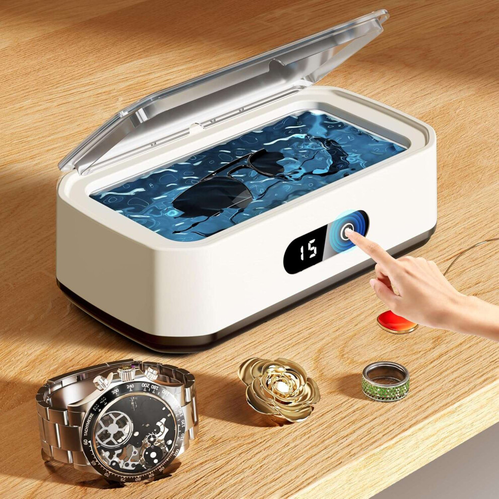 Chronus White Professional Ultrasonic Glasses Cleaner With Digital Timer For Eyeglasses Jewelry Rings(White)