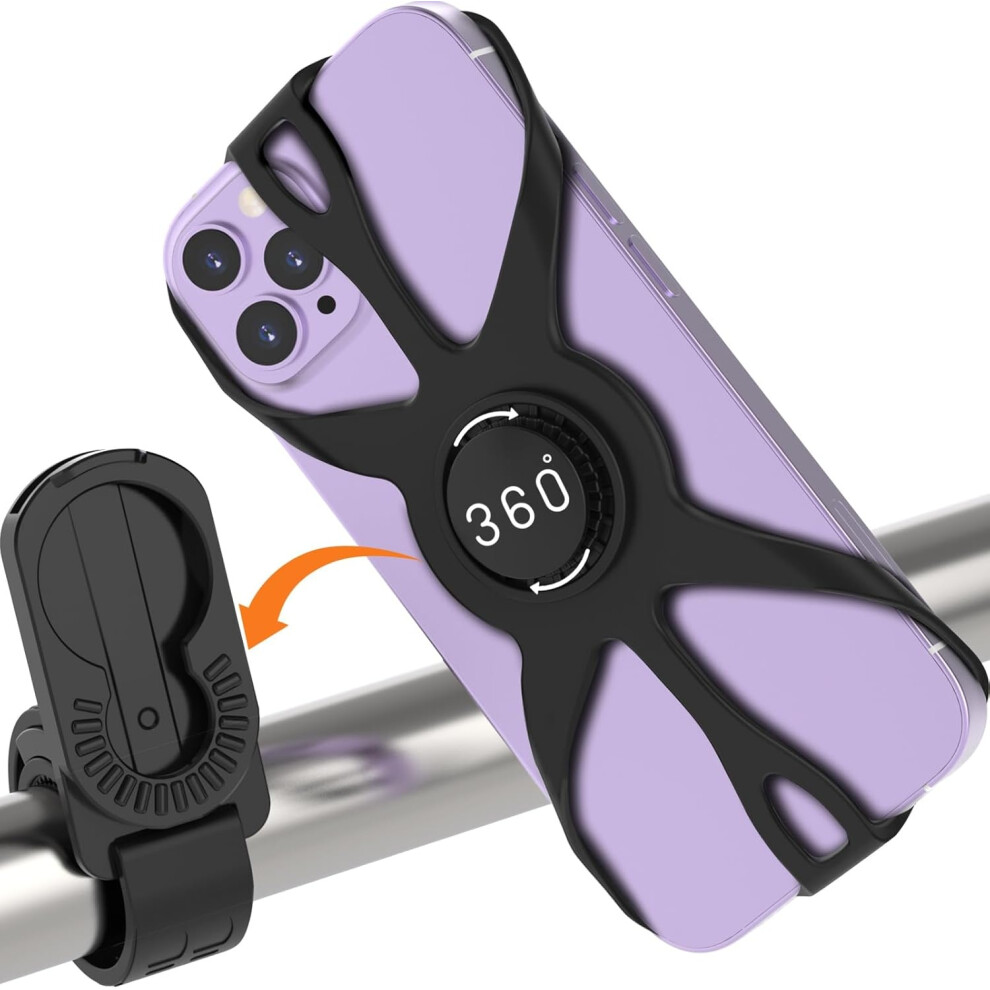 Motorcycle Mount - Motorcycle Phone Holder | Bike Phone Holder | Handlebar Cell Phone Clamp, Bicycle(Black) Black 6976918088987