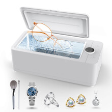 Powerful Ultrasonic Cleaner for Jewelry, Eyeglasses, Watch & Brushes, 480ML Stainless Steel Tank(White)