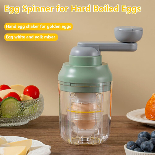 Manual Egg Spinner for Golden Egg: Portable Hand Egg Scrambler In Shell,Home Wireless Egg Spinner(Green) 1