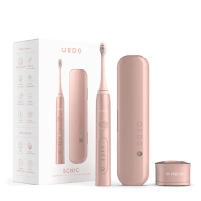 Ordo Sonic+ Electric Toothbrush & Charging Travel Case Bundle - 40,000 Sonic Pulses/Min, 4 Modes, 2-Min Timer, Rose Gold