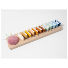 Bobbin Rack for Embroidery Floss Beech Wood Floss Organizer with 12PCS Plastic Embroidery Thread Cards(Rectangle)