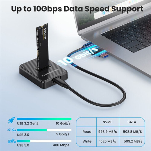 Suporte de Disco Rígido M.2 Nvme/ Dual Protocol Solid State Hard Disk Box Usb3.2 Notebook Estação de Encaixe Externa NVME 2