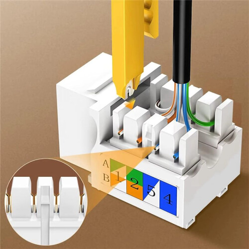 10PCS Cat6 Jack, Ethernet Punch Down Connector, Wall Adapter 90-Degree Module Coupler, Compatible Cat5/5e/6 2