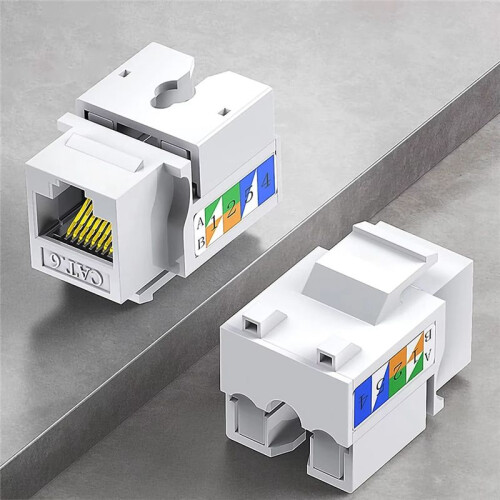 10PCS Cat6 Jack, Ethernet Punch Down Connector, Wall Adapter 90-Degree Module Coupler, Compatible Cat5/5e/6 1