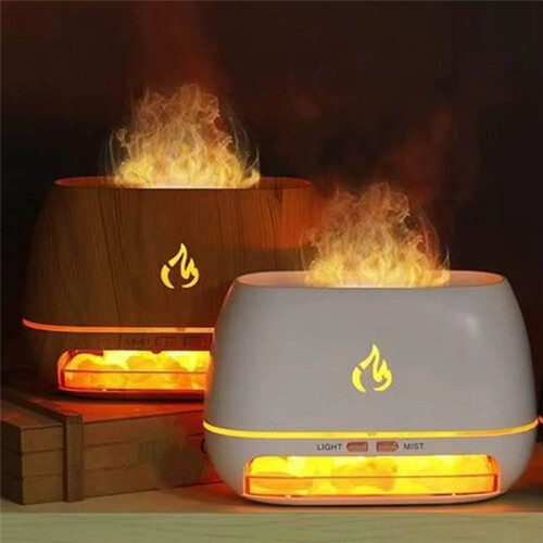Salt Stone Aroma Air Humidifier Flame Colored Light NightLight Aromatherapy Essential Oil Diffuser AromatherapySprayer B 1