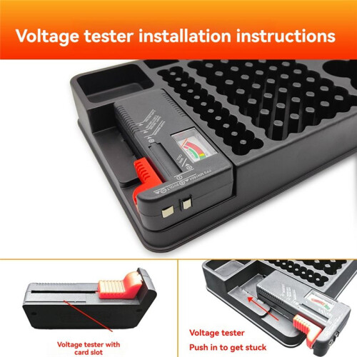 Battery Storage Organizer Holder with Tester Battery Case Box Holders with Battery Checker for AAA AA C D 9V