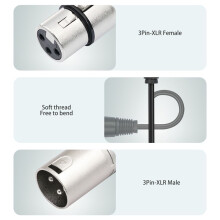 30Cm 3 Pin XLR Female to Double Male Y Splitter Cable,Microphone Splitter Cord Audio Adaptor