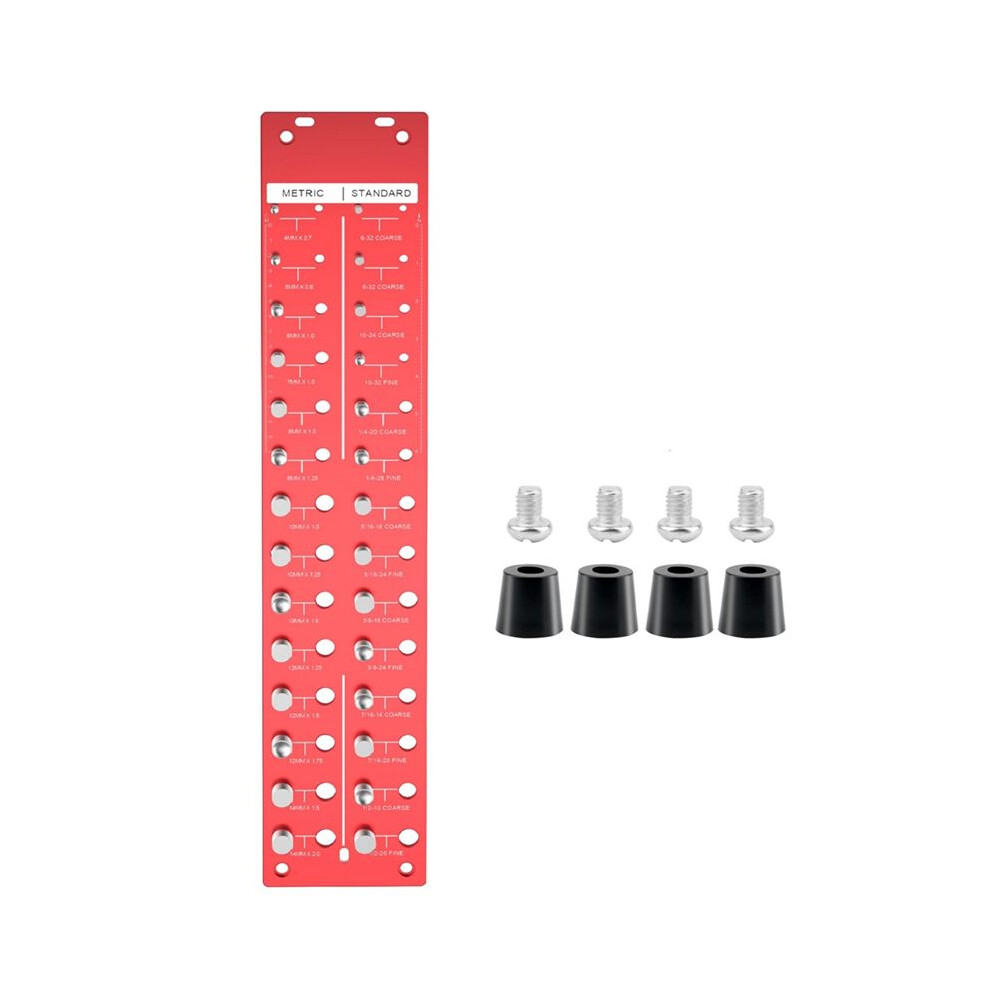 28 Nut And Bolt Threadchecker With 14 Metric And 14 Standard Sizes, Bolt Size And Thread Gauge With Food Pads,Red 4713194448928