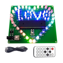 DIY Electronic Kit Colorful LED Flash Love Heart DIY Remote Control Soldering Project Kit Valentine'S Gift Without Shell