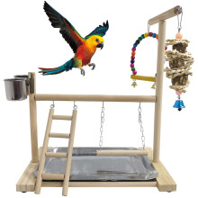 Tazones de comedero de madera natural para soporte de juego 1-3, 38x28x6 cm