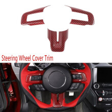 Garniture de Couverture de Volant Rouge en Fibre de Carbone pour Mustang 2016-2023 Style de DéCoration IntéRieure