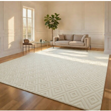 (160x230cm, Maze Cream) Carved Area Rugs-Soft Cut Pile Living Rooms Carpets