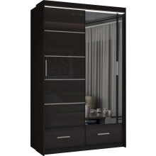 (Black, 150cm) Charlie High Gloss Sliding Wardrobe
