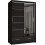 Modern Mirror Door Sliding Wardrobe 150cm Black 1