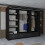 Modern Mirror Door Sliding Wardrobe 255cm Black 4