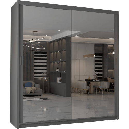 MN Furniture Double Sliding Doors Mirrored Wardrobes Grey 150cm 1