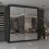 MN Furniture ( Black,150 cm) Modern  Sliding Door Wardrobe with Mirror 1
