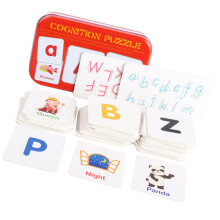 Cartes Cognitives En Bois Rouge Alphabet Et Jeu Puzzles