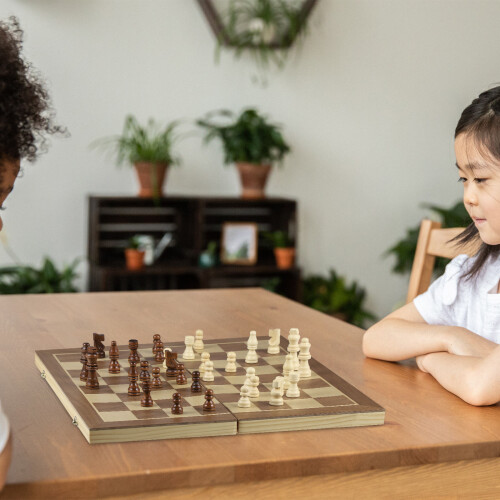 2Pièces Jeu De Pièces D’échecs En Bois Durable Pour Enfants 2