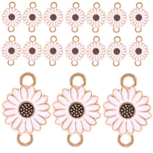 60Pcs Alloy Daisy Link Charms White for Jewelry Making and Decoration