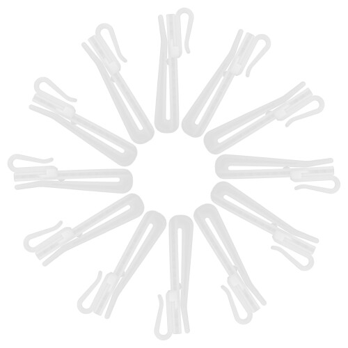 200Pcs White Plastic Adjustable Pleated Curtain Hooks for Drapes Track 1