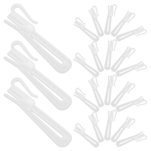 200Pcs White Plastic Adjustable Pleated Curtain Hooks for Drapes Track 2