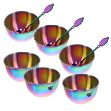 5Sets Stainless Steel Dip Bowls with Spoon Multi-Color Mini Sauce Cups