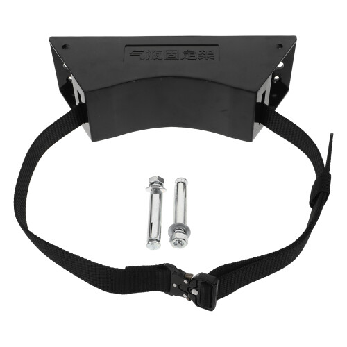 Universal Black Wall-Mounted Oxygen Cylinder Holder with Strap
