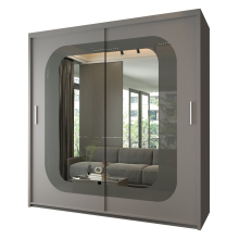 Modern Bedroom Sliding Wardrobe With Mirror Doors & Storage 150cm Grey