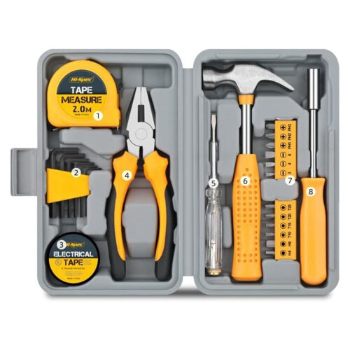 HI-SPEC Tool Set General Household Hand Tool Kit with Plastic Toolbox Storage Case  for Woman-Include All