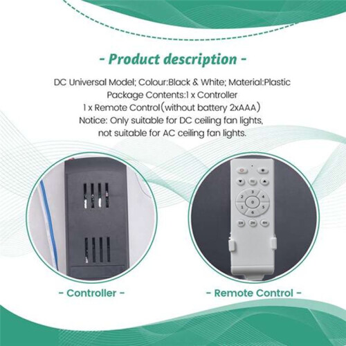 Universal Ceiling Fan Remote Control Kit Low Voltage 40w  Fan Light Driver Controller 6-Speed & Timing Remote 2