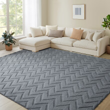 (160x230cm, Charcoal Waves) Carved Area Rugs-Soft Cut Pile Living Rooms Carpets
