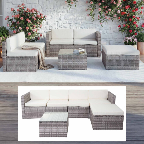 Poly-Rattan-Garnitur MCW-D24, Garten-/Lounge-Set Sofa 1