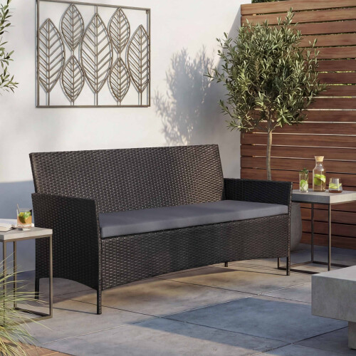 3-Sitzer Poly-Rattan Gartenbank Hamar, Sitzbank 1