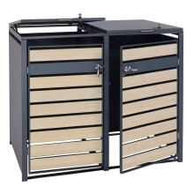 Set 2x copribidoni box spazzatura rifiuti MCW-J81 80x132x117cm acciaio antracite