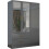 (Grey, 116cm) 3 Door High Gloss Wardrobe 2
