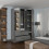 (Grey, 116cm) 3 Door High Gloss Wardrobe 3