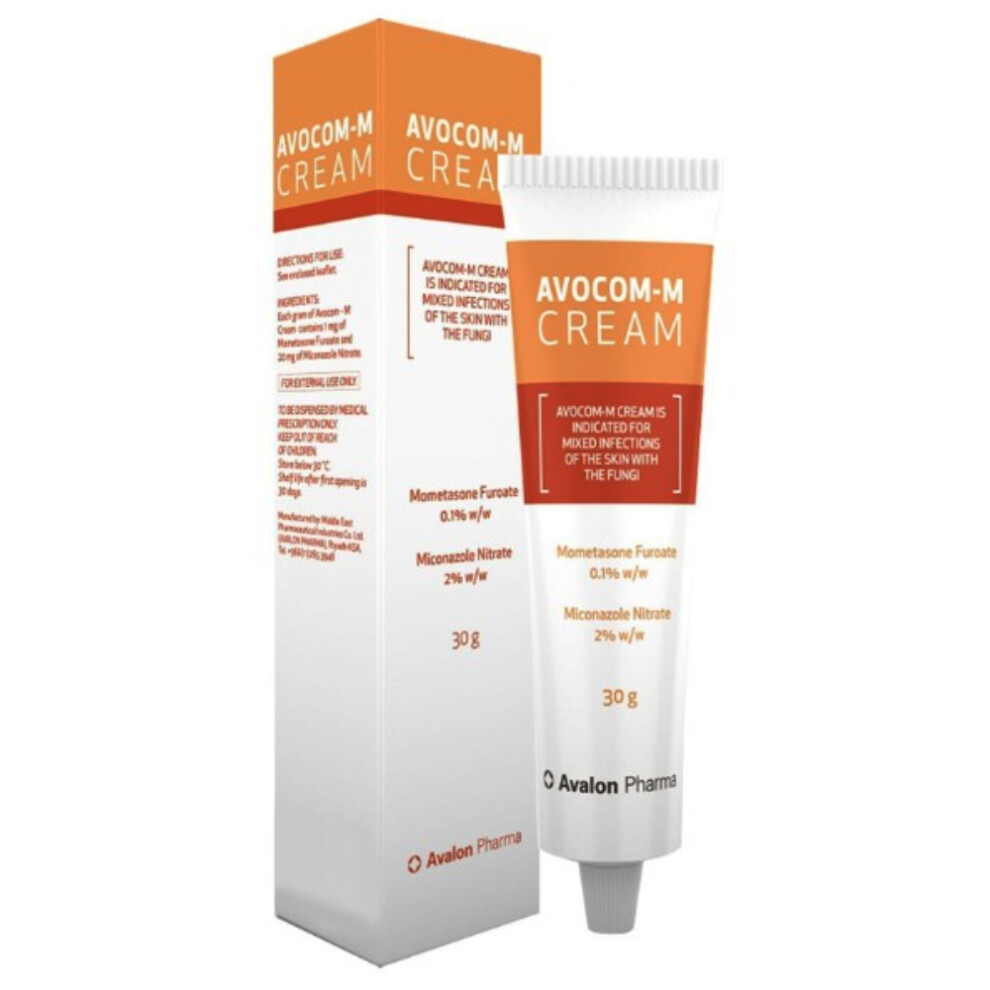 Avocom-M Cream |Anti-Inflammatory & Antifungal Relief for Skin Infections & Helps reduce redness, itching, and irritation - 30g