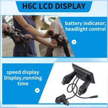 H6C Electric Bike LCD Display Meter 24V-60V E Scooter LCD Panel Color Screen with USB UART for Electric Bike(5PIN)