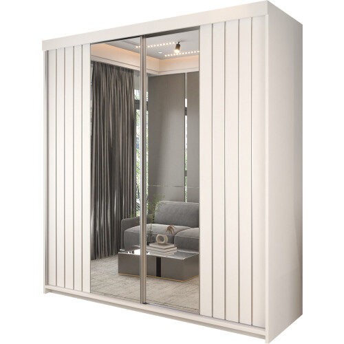 (White, 200cm) Havana Double Sliding Wardrobe 1