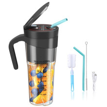 Mélangeur Personnel Portable pour Shakes et Smoothies avec 6 Lames, Poignée Rechargeable USB et Couvercle en Paille