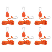 6Pcs 4mm Camping Tent Tie Down Rope Tightener Fastening Wind Rope Buckle Awning Rope Hook Tie Down Strap Orange