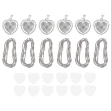 24 Stuks Sublimatie Strass Dienbladen Hangerset, 6 Lege Omlijstingsdienbladen, 6 Stuks Kettingen met 12 Schijven, Hartstijl