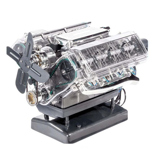V8 Engine Model Kit Internal Combustion Model V8 Motor Simulation Eight Cylinder Engine Can Be Activated DIY Toy 2
