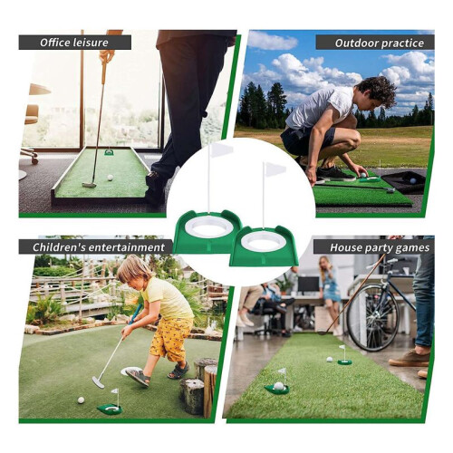 3 Pcs  Putting Cup  Hole Training Aids  Accessories  Training Putters with Plastic Flag Green + White 2