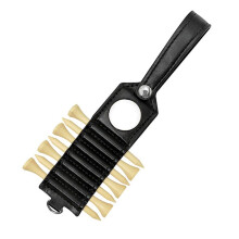 Leren Houder voor Golftee-Opslag, Set van 7, Inclusief 7 Tee- en Baltags, Golftasaccessoires, Zwart