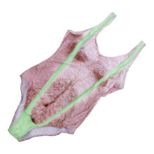Biustonosz-Majtki Zestaw Sztuczna Skóra Włosy 1-Częściowy Strój Kąpielowy Damskie Bikini w Kolorze Skóry Lato XXL