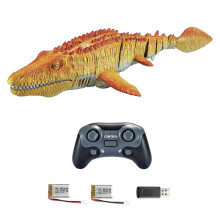 Jouets de Dinosaures RC 2,4 G pour Enfants, Jouets Aquatiques RC, Bateau RC avec Lumière pour Jouets Aquatiques de Piscine (avec 2 Piles) Orange