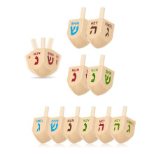 32 PCS Hanukkah Wood Dreidels Set, Wooden Dreidels , Hanukkah Card Game for Family Activities Party Games